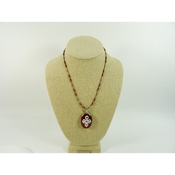 Tibetan Cross Stone Necklace Statement Choker Magnetic Clasp 16in - Picture 2 of 10